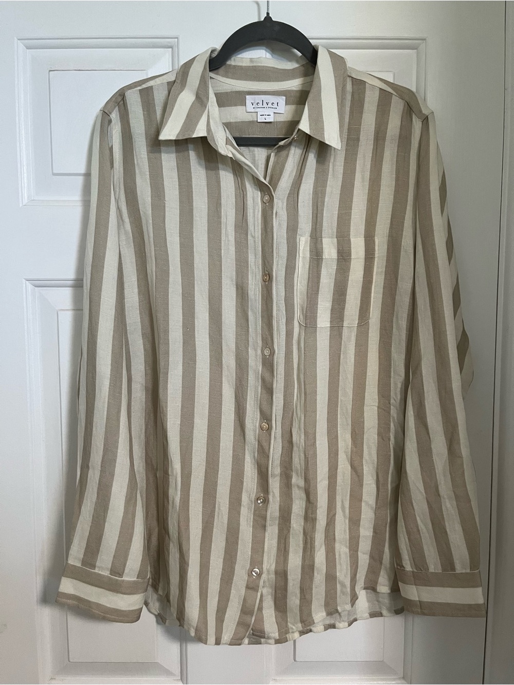 Ivory/Sand Striped Linen Shirt - L